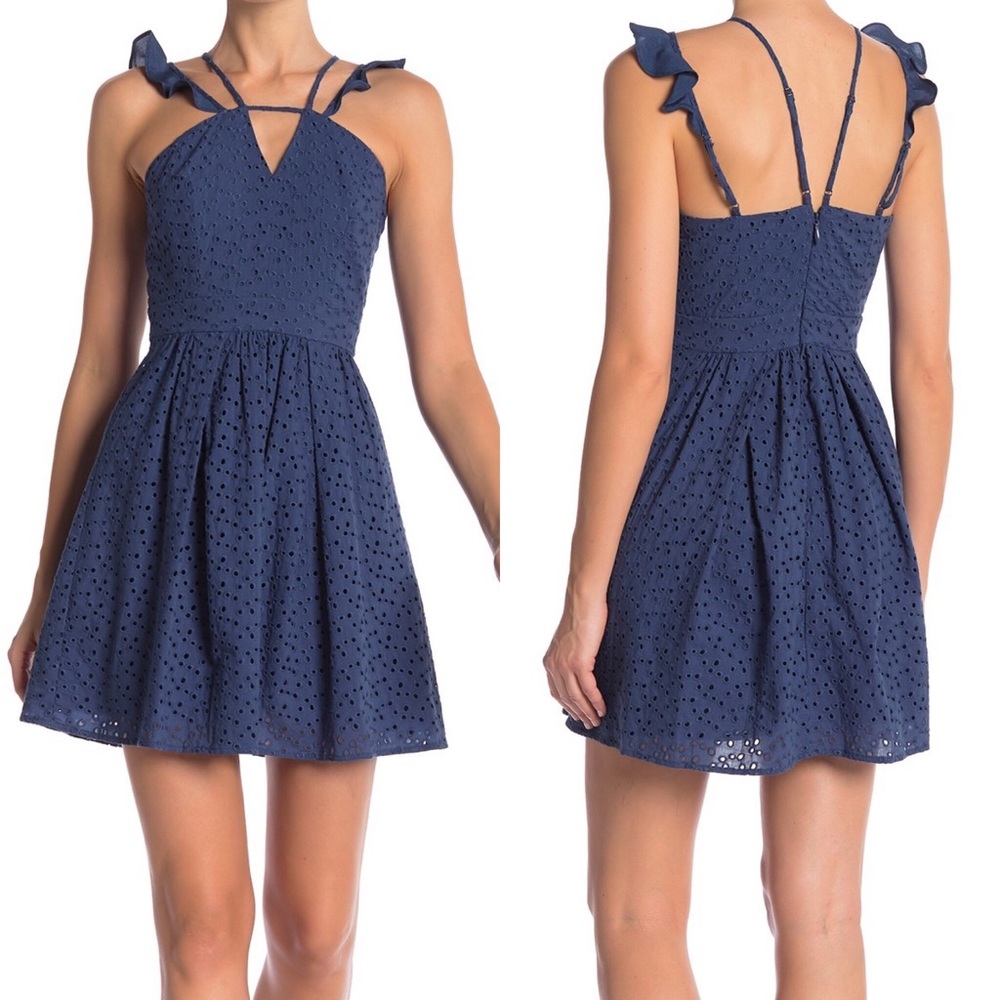 BCBGeneration Eyelet Fit & Flare Dress